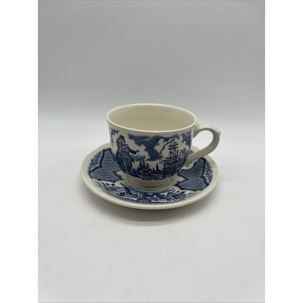 VTG Alfred Meakin Fair Winds Blue "Sailors Farewell-N.Y. Seal " Cup & Saucer
